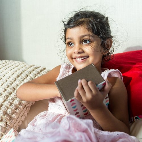 Indian girl open up with her present